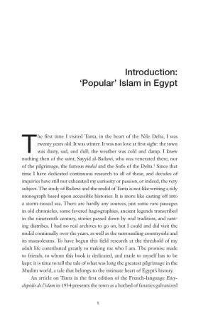 Introduction: 'Popular' Islam in Egypt