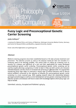 Fuzzy Logic and Preconceptional Genetic Carrier Screening-Revised