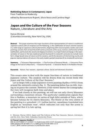 Japan and the Culture of the Four Seasons Nature, Literature and the Arts