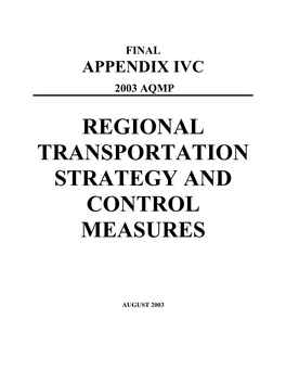 Regional Transportation Strategy and Control Measures