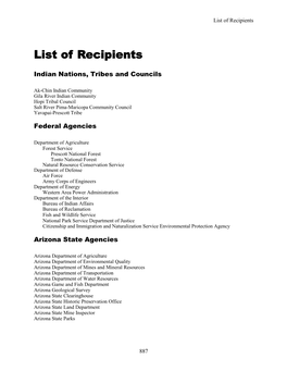 List of Recipients
