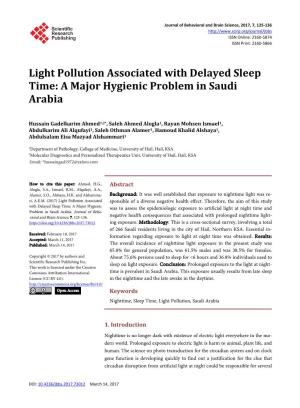 Light Pollution Associated with Delayed Sleep Time: a Major Hygienic Problem in Saudi Arabia