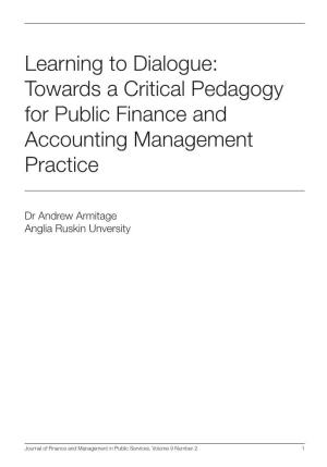 Learning to Dialogue: Towards a Critical Pedagogy for Public Finance and Accounting Management Practice