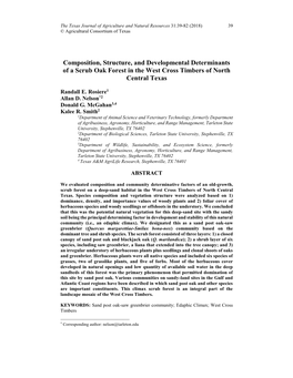 Composition, Structure, and Developmental Determinants of a Scrub Oak Forest in the West Cross Timbers of North Central Texas