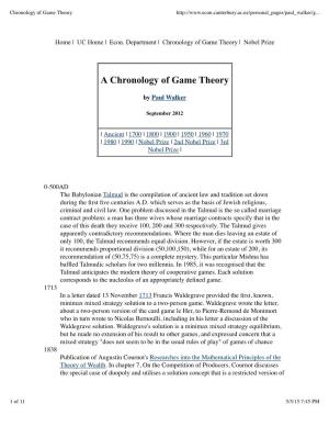 Chronology of Game Theory