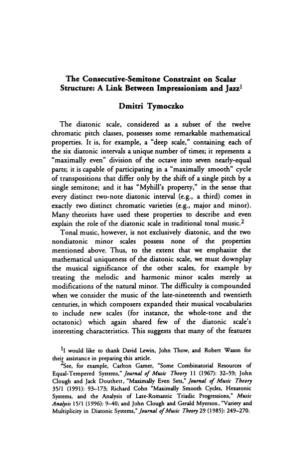 The Consecutive-Semitone Constraint on Scalar Structure: a Link Between Impressionism and Jazz1