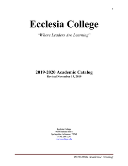 2019-2020 Academic Catalog Revised November 15, 2019
