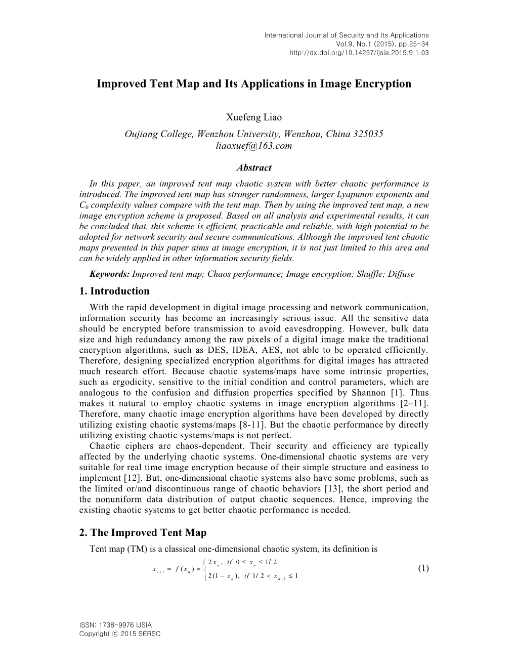 Improved Tent Map and Its Applications in Image Encryption