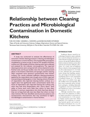 Relationship Between Cleaning Practices and Microbiological Contamination in Domestic Kitchens Fur-Chi Chen,* Sandria L