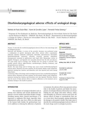 Otorhinolaryngological Adverse Effects of Urological Drugs ______