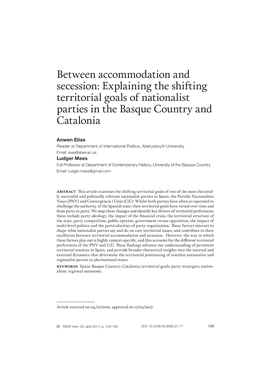 Between Accommodation and Secession: Explaining the Shifting Territorial Goals of Nationalist Parties in the Basque Country and Catalonia