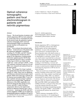 Optical Coherence Tomographic Pattern and Focal Electroretinogram