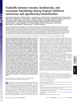 Tradeoffs Between Income, Biodiversity, and Ecosystem Functioning During Tropical Rainforest Conversion and Agroforestry Intensification