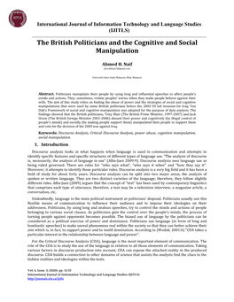 The British Politicians and the Cognitive and Social Manipulation