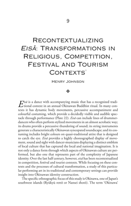 Recontextualizing Eisa-: Transformations in Religious, Competition, Festival and Tourism Contexts1