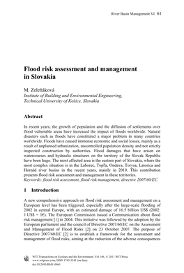 Flood Risk Assessment and Management in Slovakia