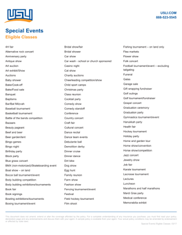 Special Events Eligible Classes