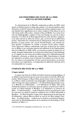 LES INDUSTRIES DES PAYS DE LA NIED SOUS LE SECOND EMPIRE Le Département De La Moselle Comprend Au Milieu Du Xixe Siècle Quatre