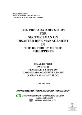 The Preparatory Study for Sector Loan on Disaster Risk Management in the Republic of the Philippines
