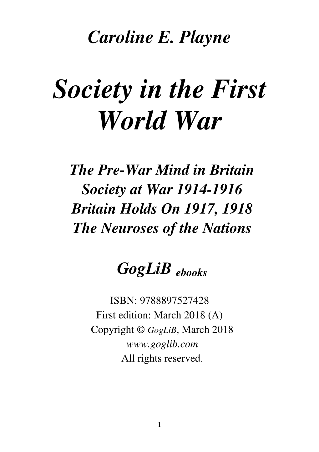 Society in the First World War