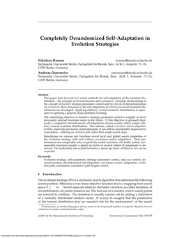 Completely Derandomized Self-Adaptation in Evolution Strategies