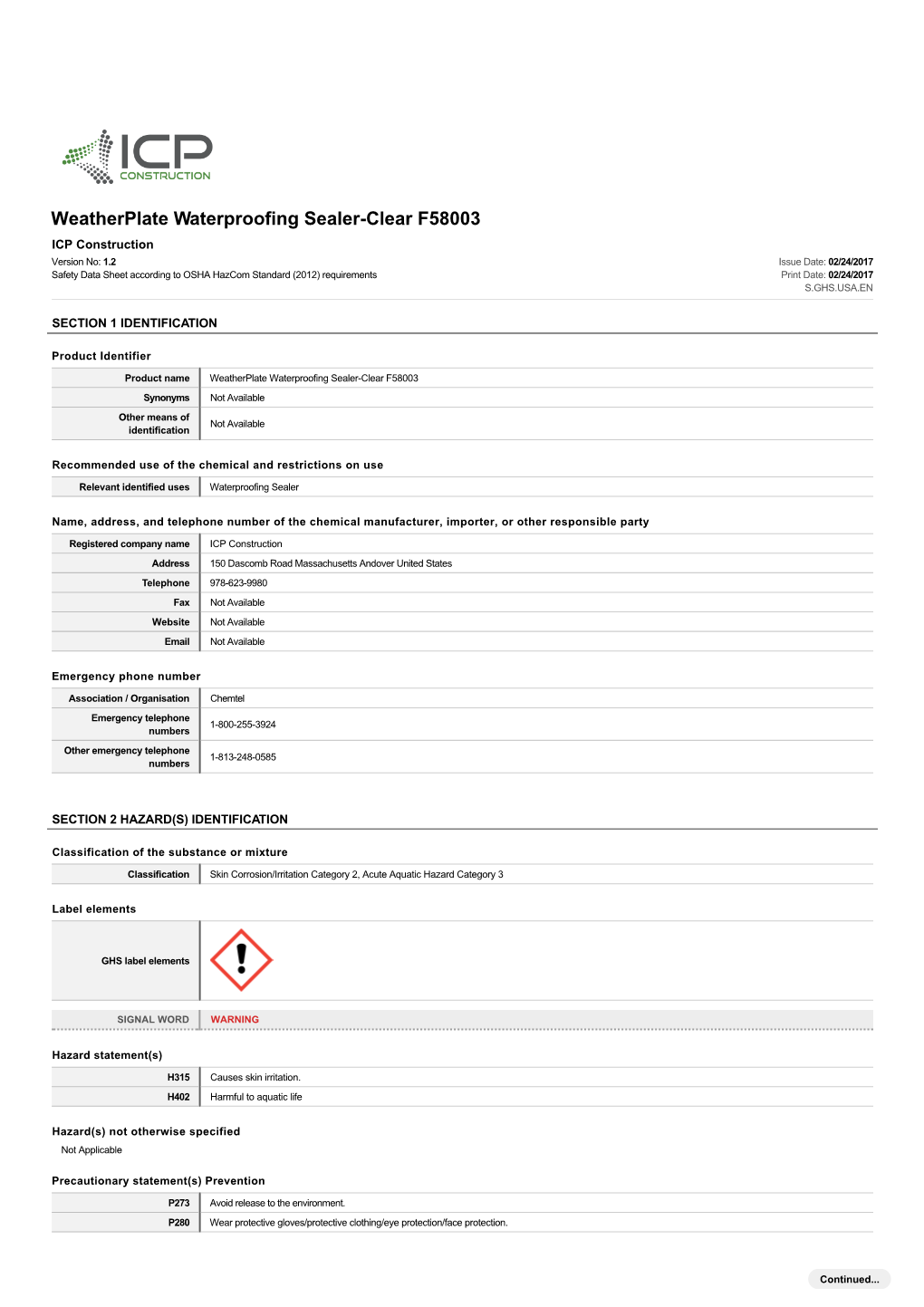 Weatherplate Waterproofing Sealer-Clear F58003