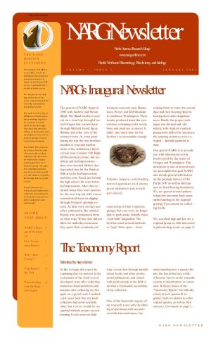 NARG's Inaugural Newsletter the Taxonomy Report