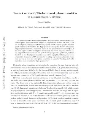Remark on the QCD-Electroweak Phase Transition in a Supercooled Universe