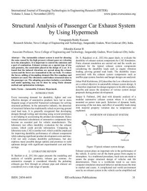 Structural Analysis of Passenger Car Exhaust System by Using Hypermesh
