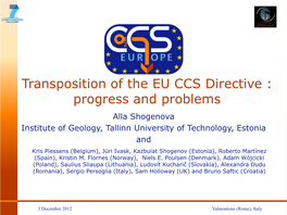 Transposition of the EU CCS Directive