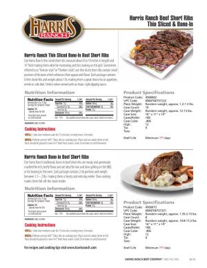 Harris Ranch Beef Short Ribs Thin Sliced & Bone-In