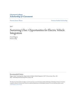 Sustaining Uber: Opportunities for Electric Vehicle Integration David Wagner Pomona College