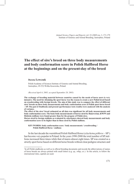 The Effect of Sire's Breed on Three Body Measurements and Body