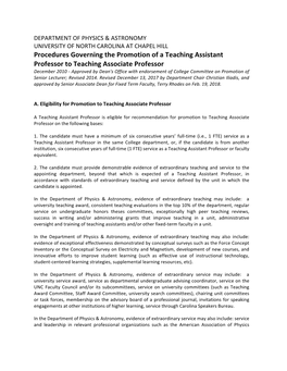 Procedures Governing the Promotion of a Teaching Assistant Professor To