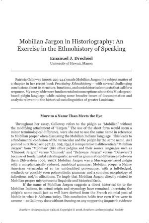 Mobilian Jargon in Historiography: an Exercise in the Ethnohistory of Speaking