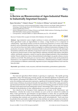 A Review on Bioconversion of Agro-Industrial Wastes to Industrially Important Enzymes