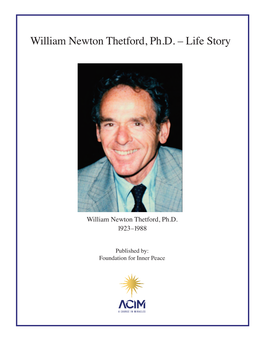 William Newton Thetford, Ph.D. – Life Story