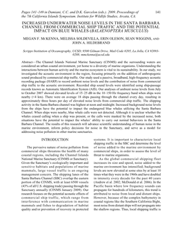 Increased Underwater Noise Levels in the Santa Barbara Channel from Commercial Ship Traffic and the Potential Impact on Blue Whales (Balaenoptera Musculus)