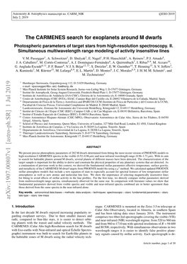 The CARMENES Search for Exoplanets Around M Dwarfs Photospheric Parameters of Target Stars from High-Resolution Spectroscopy