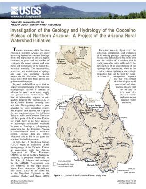 Investigation of the Geology and Hydrology of the Coconino Plateau of Northern Arizona: a Project of the Arizona Rural Watershed Initiative