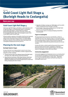 Gold Coast Light Rail Stage 4 June 2021 Planning for the Stage Next Coolangatta Shopping and Business Precinct