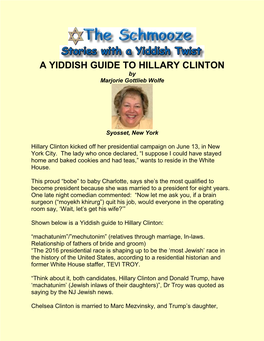 A YIDDISH GUIDE to HILLARY CLINTON by Marjorie Gottlieb Wolfe