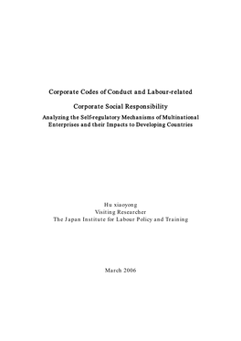 Corporate Codes of Conduct and Labour-Related Corporate Social