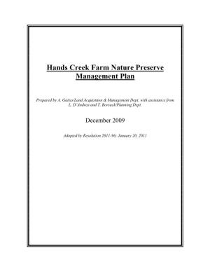 Hands Creek Farm Nature Preserve Management Plan