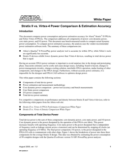 Stratix II Vs. Virtex-4 Power Comparison & Estimation Accuracy