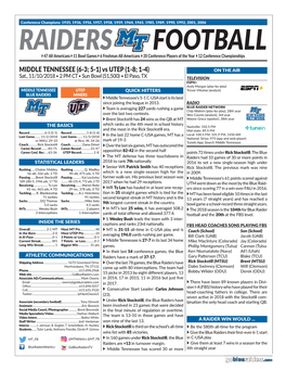 2018 MT Game Notes.Indd