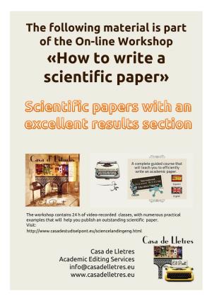 «How to Write a Scientific Paper»
