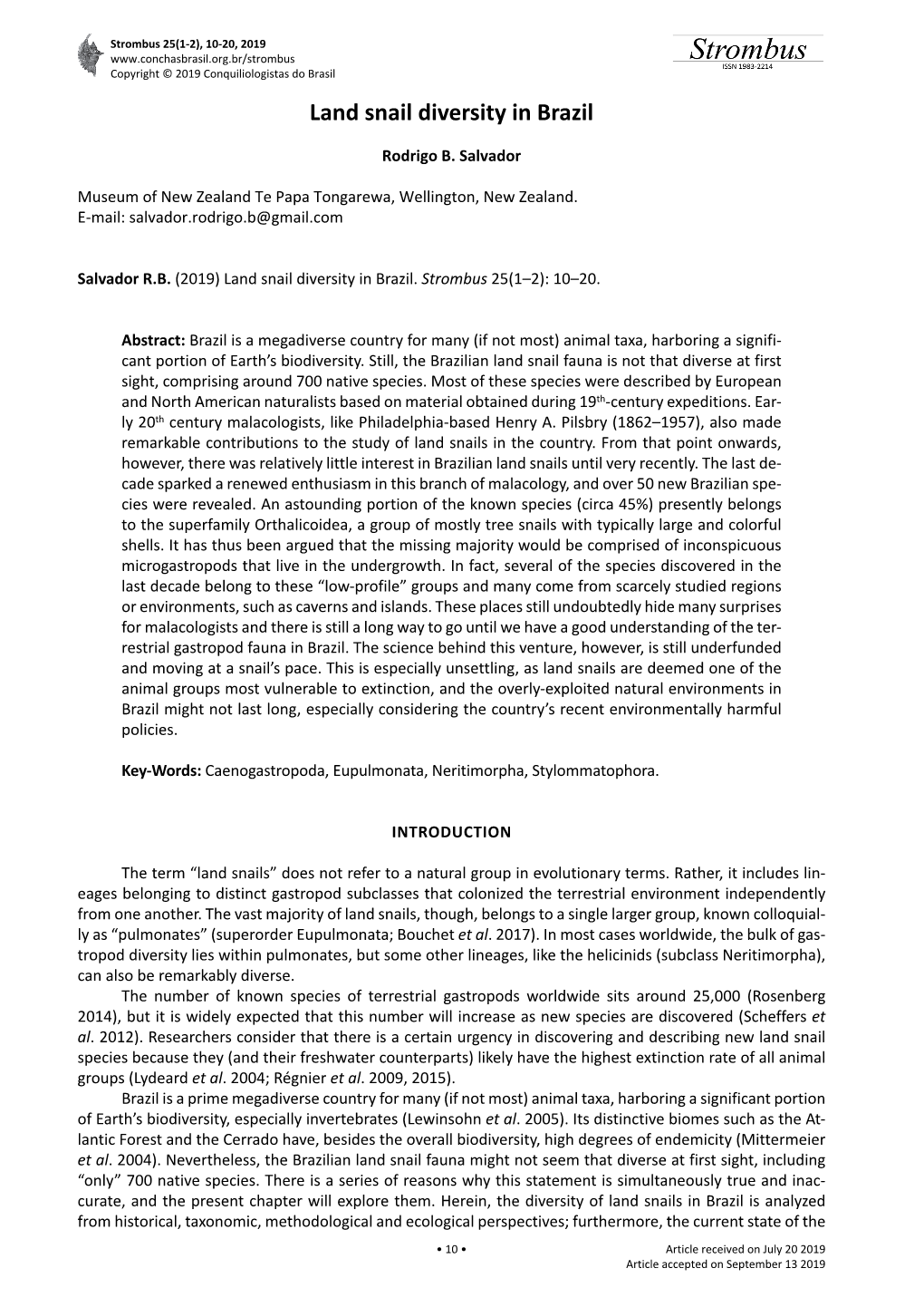 Land Snail Diversity in Brazil