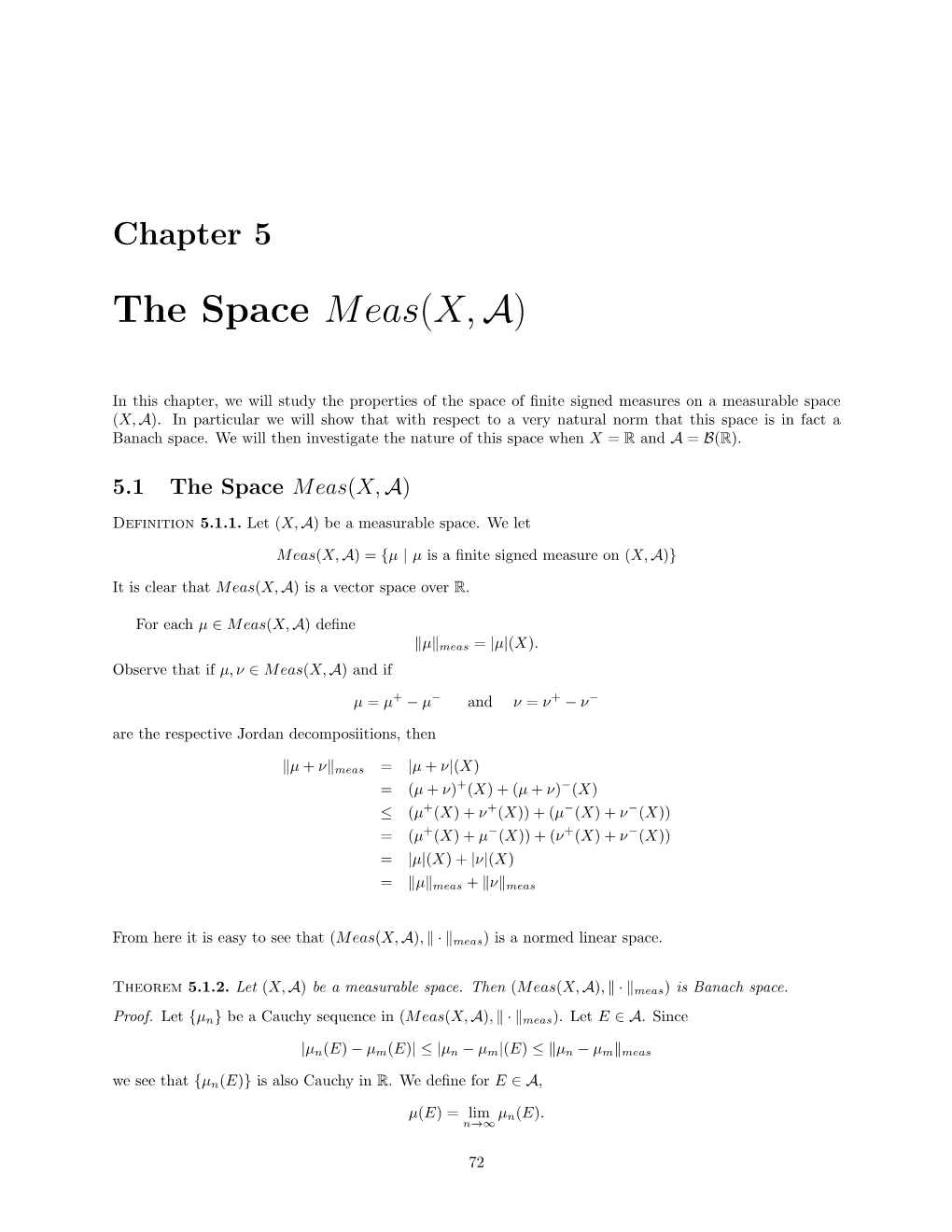 The Space Meas(X,A)