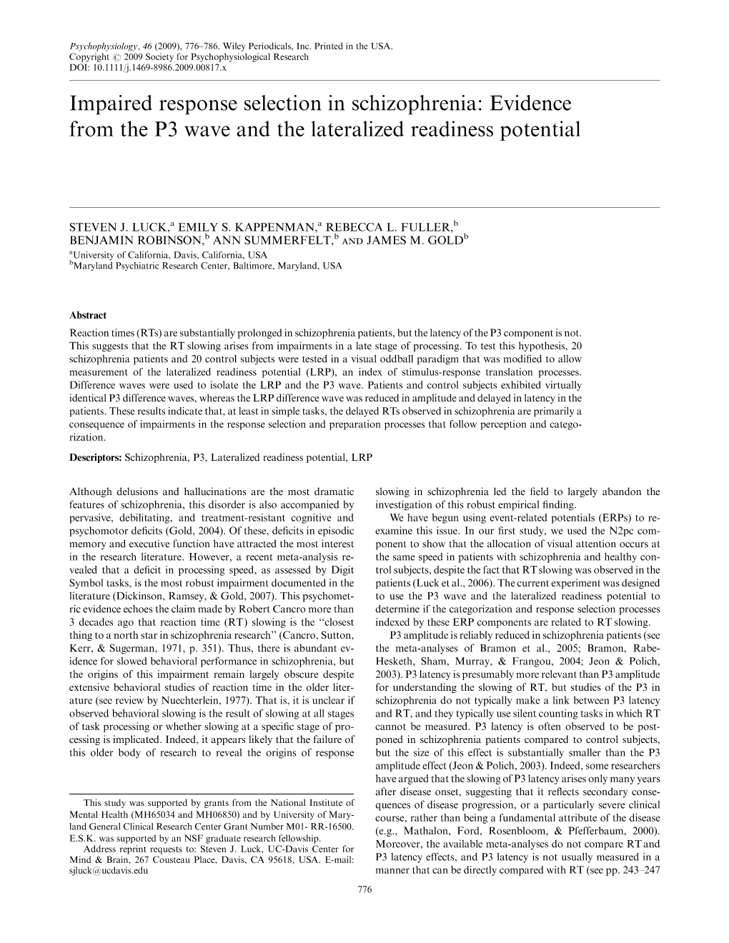 Evidence from the P3 Wave and the Lateralized Readiness Potential